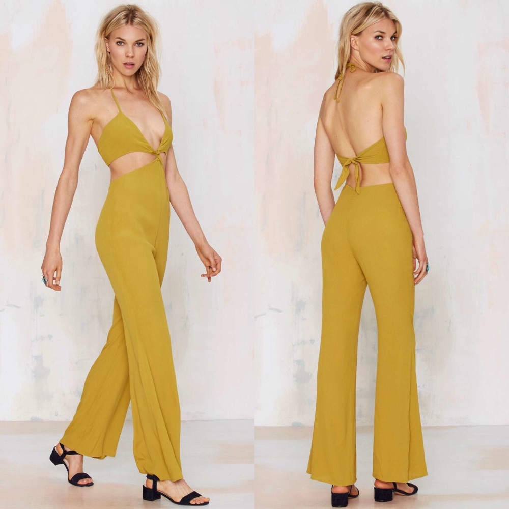 For love & Lemons summer love jumpsuit chartreuse